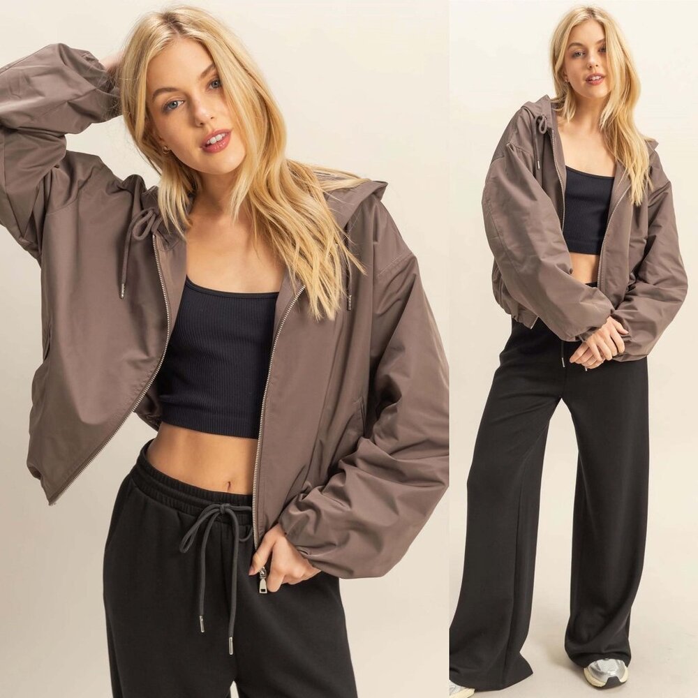 Angela Hooded Zip-Up Jacket | Women's Fall Style | Neutral | Athleisure